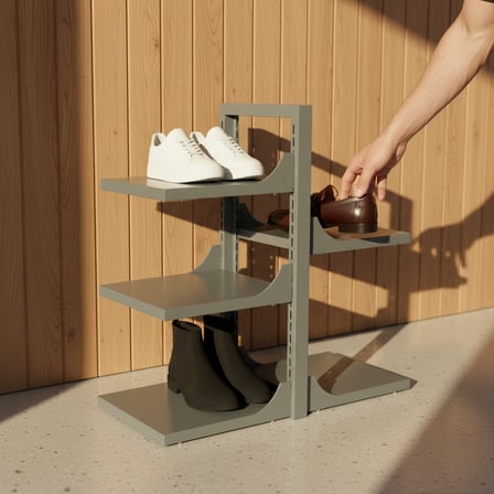 Hamton VersaShelf ShoeRack - Metal Ayakkabılık Raf Krem - 350 cm Kompakt