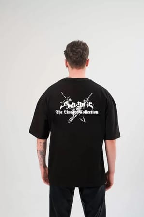 Modi Green Unisex Bisiklet Yaka Baskılı Oversize T-Shirt - Siyah