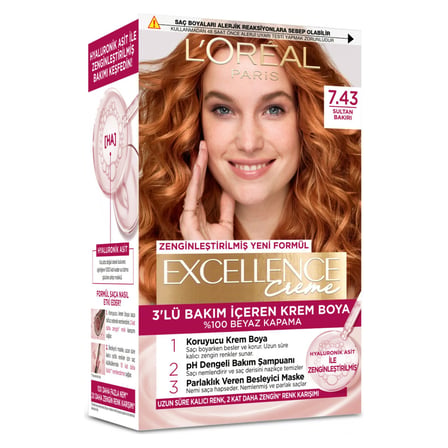 2 Adet Excellence Creme Saç Boyası - 7.43 Sultan Bakırı 192 Ml