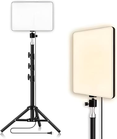 LED Video Işık Seti - Ayarlanabilir Tripod, USB Kontrollü Sıcak/Soğuk Işık, 3 Mod &amp; 10 Parlaklık Seviyesi, YouTube Çekimi, Canlı Yayın, Fotoğrafçılık ve Makyaj Işığı
