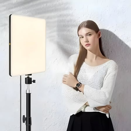 LED Video Işık Seti - Ayarlanabilir Tripod, USB Kontrollü Sıcak/Soğuk Işık, 3 Mod &amp; 10 Parlaklık Seviyesi, YouTube Çekimi, Canlı Yayın, Fotoğrafçılık ve Makyaj Işığı