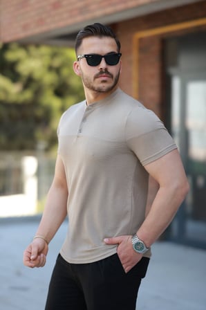 Modi Green Erkek Hakim Yakalı Kısa Kollu Pamuklu T-shirt
