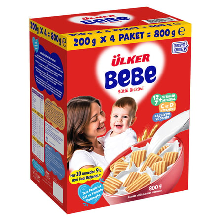 4 Adet Ülker Bebe Sütlü Bisküvi 800 G