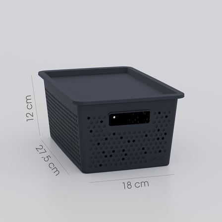 Seul Çok Amaçlı Kapaklı Saklama Kutusu - Şık ve Dekoratif Dolap İçi Organizer Düzenleyici (4 L / 12 L / 20 L Boy Seçenekli) 3 Renk (SİYAH, 4 LİTRE)