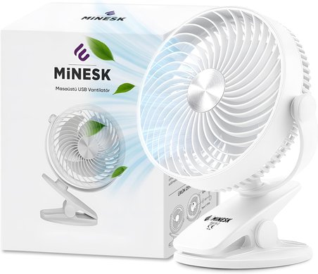 Mini Vantilatör - Masaüstü USB Fan - Klipsli Sabitleme - 360° Ayarlanabilir - Ultra Güçlü Hava Akımı ile Süper Serinlik Hissi - Portatif, Taşınabilir, Minimalist Tasarım (Beyaz)
