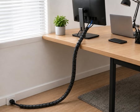 Orret Home 1,5 Metre 25 mm Kablo Koruyucu Spiral Siyah, Kablo Düzenleyici Organizer, Kablo Toplayıcı Sarma Spirali, Esnek Kablo Kanalı ve Kablo Gizleyici Koruma Kılıfı