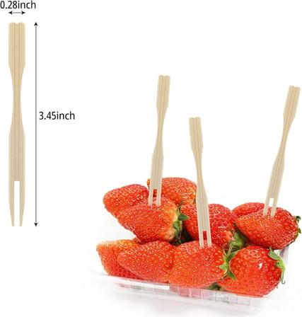100 Paket Bambu Meze Çatalı, Meze için Kürdan, Meyve, Kokteyl, Şarküteri Tahtası Aksesuarları için 3,5 İnç Mini Çatal (100 Paket)
