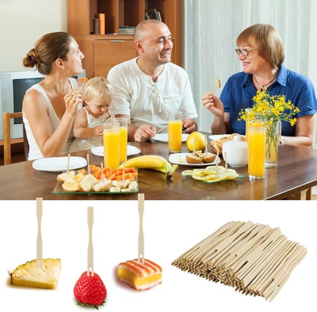 100 Paket Bambu Meze Çatalı, Meze için Kürdan, Meyve, Kokteyl, Şarküteri Tahtası Aksesuarları için 3,5 İnç Mini Çatal (100 Paket)
