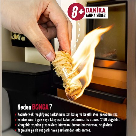 Mangal ve Barbekü Tutuşturucu 150 Adet 2 kg - Jel Ve Çıra Alternatifi Doğal Odun Yünü