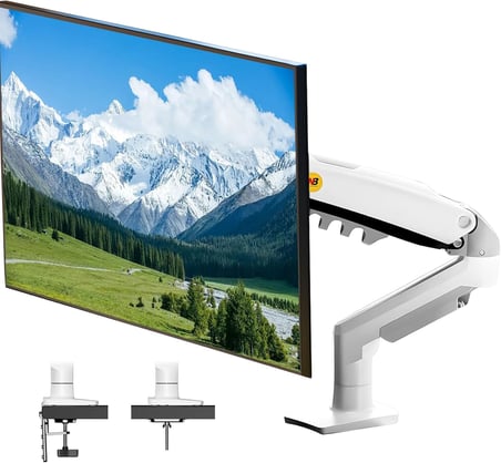 Monitör Masası Montaj Standı Tam Hareketli Döner Monitör Kolu Gaz Yaylı 17-30''Monitörler için (2 kg - 9 kg arasında) Bilgisayar Monitör Standı F80 (Beyaz)