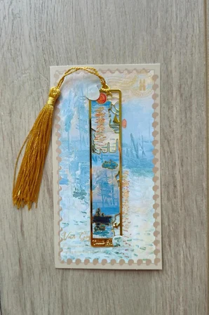 Kolbi Craft,Gün Doğumu Van Gogh Püsküllü Altın Renk Metal Kitap Ayracı Hediyelik Sanatsal