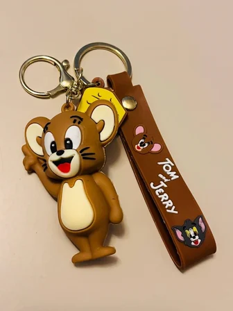 Tom ve Jerry Sevimli Fare Jerry Silikon Anahtarlık – Çanta & Araba Süsü