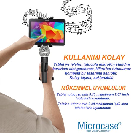 7in1 Set Mikrofon Tablet ve Telefon Tutuculu 180 Derece Döner Ayarlanabilir Mikrofon Standı AL4533