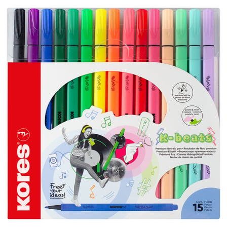 Kores Keçeli Kalem K-beats 1-2 Mm Set 15'li