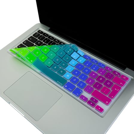 MacBook Klavye Koruyucu Türkçe Q Silikon Uyumlu Dazzle Desenli Air 13 inç A1466 A1369 Pro 13 inç A1502 A1425 Pro 15 inç A1398 A1286 Pro 17 inç A1297 Pembe Yeşil