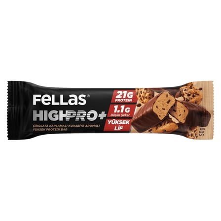 5 Adet Fellas Çikolata Kaplı Kurabiye Aromalı Highpro Protein Bar 50 G