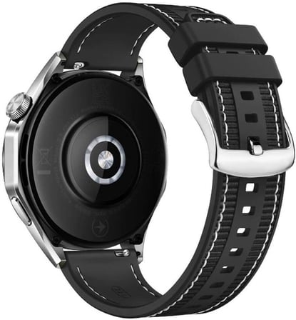 Huawei Watch GT 2 Porsche Design ile uyumlu Kordon Dikiş Desenli Silikon KRD102 LMS 22/DDS, Siyah