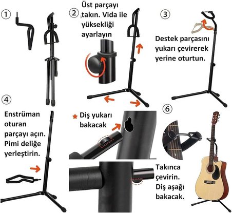 STG 101 Gitar Standı Saz Bağlama Enstrüman Gitar Sehpası