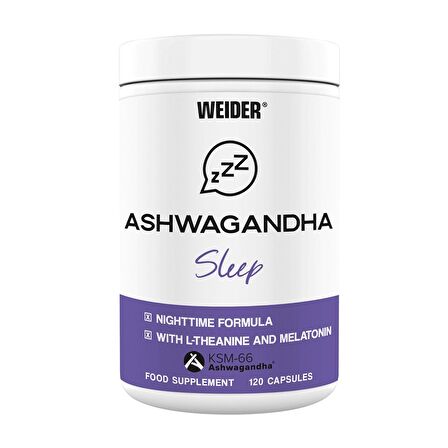 Weider Ashwagandha Melatonin Sleep 120 caps - ksm 66