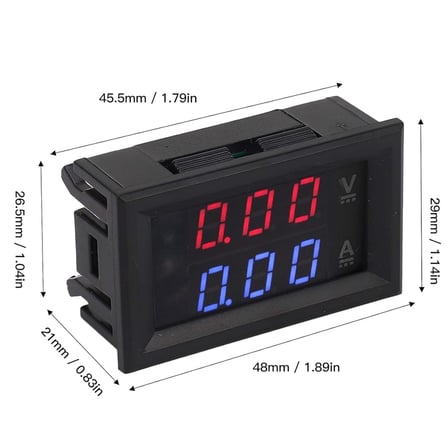 Dijital Dual Voltmetre Ampermetre Volt Akım Ölçer Dc 0-100v 10a Kırmızı-Mavi, Voltmetre, Ampermetre