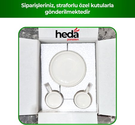 Heda Porselen Hayat Ağacı 4 Parça 2 Kişilik Porselen Kahve Fincan Takımı 100 ml – Şık Desenli Türk Kahvesi Seti