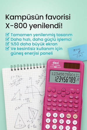 X-800 YENİ NESİL 240 FONKSİYONLU BİLİMSEL HESAP MAKİNESİ (Fuşya)