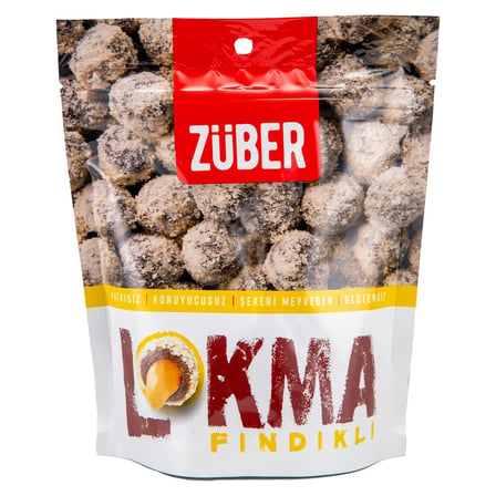 4 Adet Züber Lokma Fındık Kaplı Yer Fıstığı Ezmeli Meyve Topu
