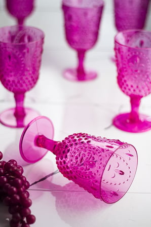 Akrilik Pembe Tekli Kadeh & Su Meşrubat Kahve Yanı Bardağı 450 ml (Cam Değildir)