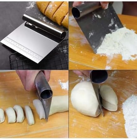 Paslanmaz Çelik Hamur Kesme ve Kazıyıcı Spatula Ölçü Çizgili Pasta Kek Kesici Aparat