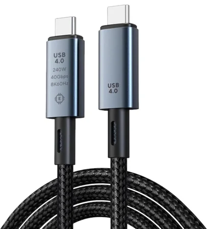 40Gbps 240W 4.0 Thunderbolt Type-C to Type-C Şarj, Data ve 8K 60Hz Görüntü Aktarım Kablosu Tip C 1.5 Metre ZR851