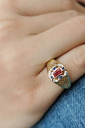 Yakut Baget Taşlı Altın Serçe Parmak Yüzüğü