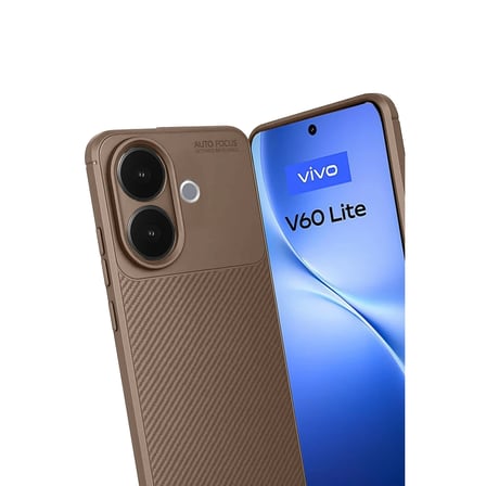 Vivo V60 Lite Auto Focus Karbon Kapak - Kahverengi