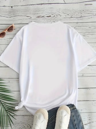 Modi Green Baskılı Oversize Bisiklet Yaka T-shirt - Beyaz