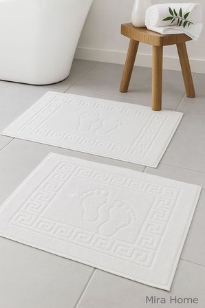 2'li Ayak İzli Banyo Ayak Havlusu%100 Pamuklu Renkli 50x70 Cm
