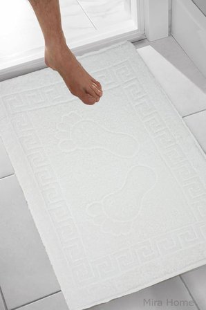 2'li Ayak İzli Banyo Ayak Havlusu%100 Pamuklu Renkli 50x70 Cm