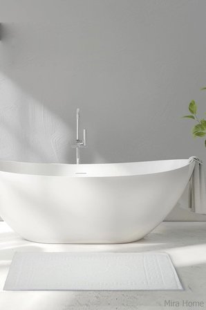 2'li Ayak İzli Banyo Ayak Havlusu%100 Pamuklu Renkli 50x70 Cm