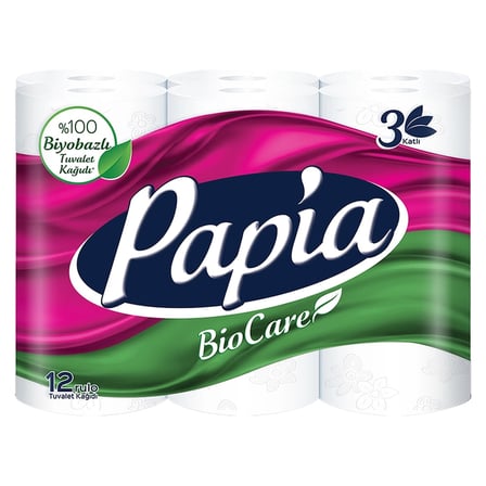 4 Adet Papia Biocare 3 Katlı Tuvalet Kağıdı 12'li