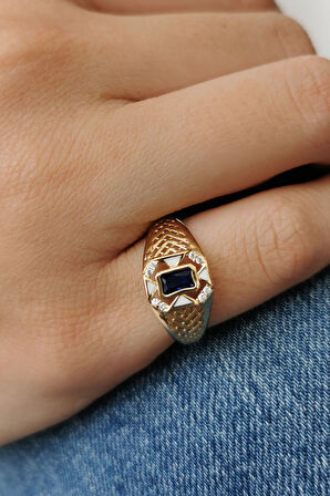 Safir Baget Taşlı Altın Serçe Parmak Yüzük