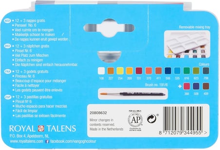 Sulu Boya Seti 12+3 Renk X Tablet - Plastik Kutulu