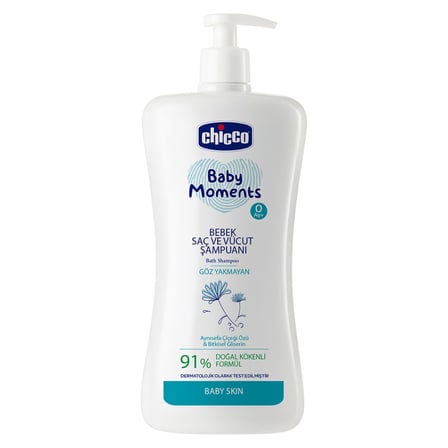 4 Adet Chicco Baby Moments Doğal Bebek Saç & Vücut Şampuanı 750 Ml