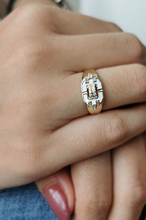 Beyaz Mineli Gratia Altın Yüzük