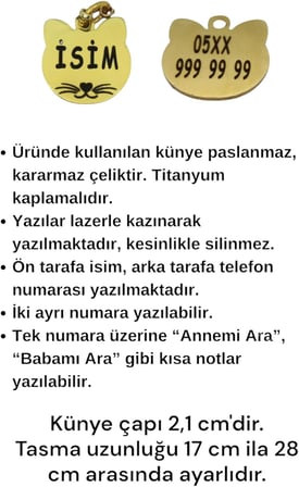 Güvenlik Kilitli Kedi Tasması, Isimli Kedi Tasması, Kedi Isimlik, Kedi Künyesi, Safety Click DESEN Y24-Tek Ebat