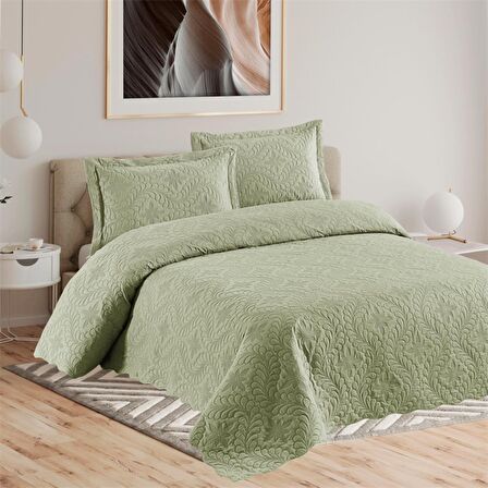 Reyo Home Lily Çağla Yeşili Microfiber Kapitone Çift Kişilik Yatak Örtüsü