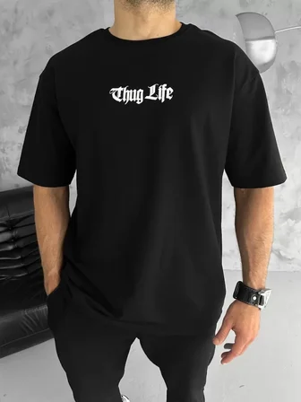 Modi Green Unisex Bisiklet Yaka Baskılı Oversize T-Shirt - Siyah
