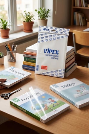 A4 Şeffaf Kendinden Yapışkanlı Kitap Kabı, Buzlu Transparan, 10 Adet