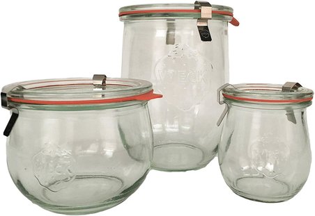 Lale Kavanoz Combo Paketi - (1) 762, (1) 744, (1) 745, (3) cam kapaklar, (3) kauçuk halkalar ve (6) kelepçeler