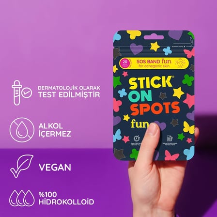 SOS Band Fun Pimple Patch Hidrokolloid Sivilce ve Akne Bandı 20 Adet