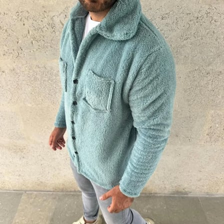 Modi Green Erkek Pelüş Polar Hırka Gömlek Yakalı İlik Düğmeli Göğüs Cepli Yumuşak - Bebe Mavisi