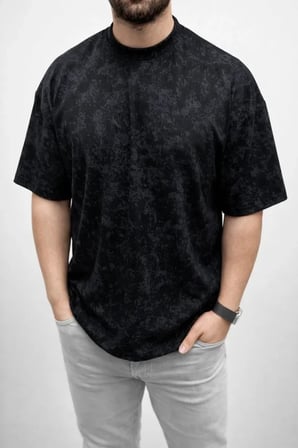 Modi Green Erkek Premium Tişört OSY Yumuşak Dokulu Yıkamalı Oversize T-Shirt - Siyah