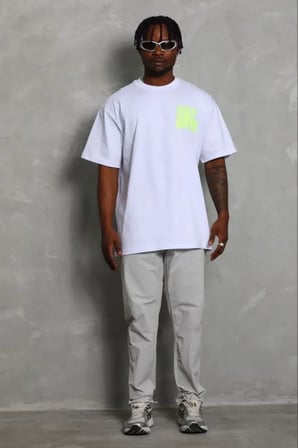 Modi Green Erkek Baskılı T-Shirt Kısa Kol Bisiklet Yaka Regular Fit Rahat Kalıp Günlük Tişört - Beyaz